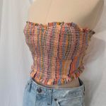 Pilcro pink rainbow multi smocked tube top Photo 3