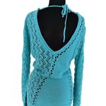 Cache Peek A Boo Metallic Kissed Knit Dbl V Tie Top Stretch Silk $118 NWT New Photo 5