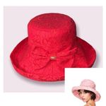 C.C. Adjustable Floral Lace With Ribbon Cotton Beach Summer Sun Hat Cap Photo 1