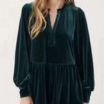 1. STATE Green Tiered Velvet Babydoll Dress Dark Green Size M Medium NWT!! Photo 0