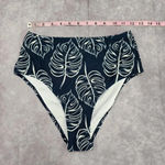 SheIn  Blue Monstera Leaf High Waist Medium Bikini Bottom Swimwear Photo 2