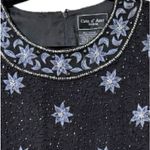Cote d’ Azur medium vintage silk beaded sequin floral formal top evening wear Black Photo 10