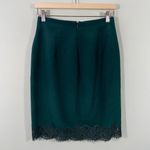 Vtg Anya For Neiman Marcus Emerald Green 100% Silk Lace Trim Pencil Skirt Size 6 Photo 1