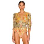 Hemant and Nandita Nova Bodysuit in Mustard Multi X-Small New Womens Blouse Top Photo 2