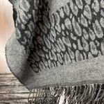 Free People Gray Animal Print Fringe Edge Cape Wrap OS Photo 3