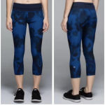 Lululemon  Run Inspire Crop II Jumbo Inky Floral‎ Blue Black Size 4 Photo 1