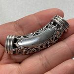 Vintage 925 Sterling Silver Ornate Filigree Tube Bead Charm Scrollwork Pendant Photo 0