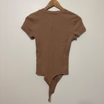 Abercrombie & Fitch  Short-Sleeve Rib Henley Bodysuit Brown Tan Size Small Photo 4
