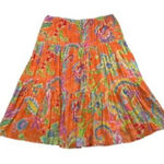Ralph Lauren Lauren  Womens LRL Orange Floral Print Skirt Size L 100% Cotton Photo 0