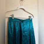 Vintage Satin Pleated Midi Skirt in Teal Blue Green Sz‎ 2 Photo 2
