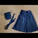 Michaelangelo  navy blue satin A line skirt size 2 Photo 2