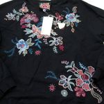 Johnny Was NWT Denali Raglan Sweatshirt Pullover in Black Embroidered Sweater XS Photo 2