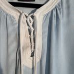 New York & Company Blue & White Pinstripe Blouse – Size Large Photo 2