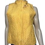 Kiko Women’s Size M Muted Yellow 100% Silk Quilted Full Zip Up Vest Size M Photo 0