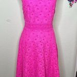 Laundry by Shelli Segal Crochet Lace Bright Pink Sleeveless Dress Size 6 Photo 0