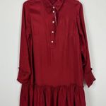 J.Crew Amelia Popover Shirtdress Drapey Viscose Twill Burgundy Ruffle Small NWT Photo 2