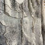 ZARA  Womens Gray Snake Print V Neck Ruffle Blouse 3/4 Sleeves Sheer Boho Fairy 🐍 Photo 7