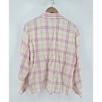 Talbots Petites Irish Linen Button Up Shirt Size 14 Plaid Pink Yellow White Photo 2