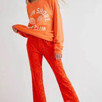 Free People Red Wild Laces Pull-On Crop Flare Pants Photo 0