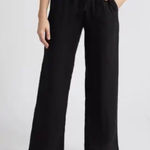 Caslon  Linen Blend High Waist‎ Wide Leg Pants Black XXL Pull-On Sustainable EUC Photo 0