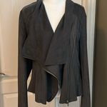 BLANK NYC Faux Suede Drapey Asymmetrical Moto Jacket Gray Size Medium Photo 5