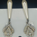 Wedding/formal/bridal‎ Wear Faux Pearl and Diamond Pierced Earrings White Photo 0