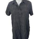 Everlane 100% Linen Black Embroidered Eyelet Short Sleeve Button Shirt Dress S Photo 0