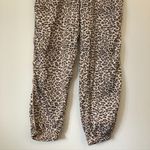 Aerie AMERICAN EAGLE Satin Jogger Lounge Pant Cream Brown Cheetah Leopard Pajama Photo 4