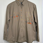 Vintage Harvard Square Button Down Fall Harvest Theme Shirt Women’s XL Pumpkins Tan Photo 0