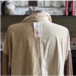 Cream and Tan Peplum Button Down Shirt Size L Photo 6