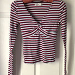 Hollister Twist Front Long Sleeve Shirt top v neck cotton blend women size S Photo 0