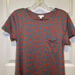LuLaRoe  Teal/Orange Print Scoop Neck Short Sleeve Carly Dress size XS Photo 4