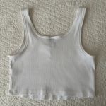 Wild Fable White Split Neck Super Cropped Tank Top M Photo 2