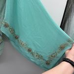 wilson's leather Vintage Blue Suede Boho Western Sequin Kimono Sleeve Top Sz XL Photo 3