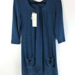 Papillon  Shift Dress 3/4 Sleeve Pockets Scoop Neck Scarf Blue Size M Photo 0