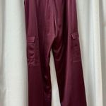 Elie Tahari Satin Pintuck High Waisted Cargo Pants Cordovan Women's Size US 8 Photo 4