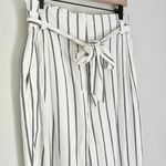 ASOS NWT Linen Blend Women’s Striped Tie Waist Culottes Pants White Black 8 Tall Photo 2