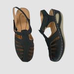 Black Orthopedic Strappy Closed Round Toe Comfortable Wedge Sandals EU 43 US 12 Size 12.5 Photo 1