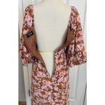 Fate Midi Dress Sz Small Floral Puff Balloon Sleeve Front Cut Out Cottagecore Brown Photo 7
