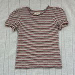 Madewell  Black and Red Striped Short Sleeve Top Photo 1