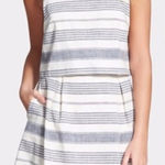 Madewell Striped Overlay Open Back Sleeveless Linen Blend Mini Dress Size 0 Photo 0