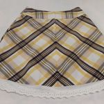 My Michelle  Y2K Brown, Yellow, & White Plaid Eyelet A-line Skirt Photo 4