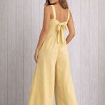 Haute Hippie Style Yellow Linen Blend Wide Leg Tie Back Jumpsuit Size XL NWT Photo 1