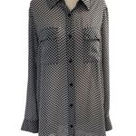 Ana A New Approach Women Size Medium Black White Shirt Button Up Sheer (5-246) Photo 0