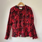 Vintage Victor Costa 2 Piece Red and Black Satin Tank Top Blouse and Jacket Size 12 Photo 0