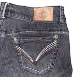 Democracy  Black Gray Mid Rise Skinny Jeans Women’s Size 10 Embroidered Stretch Photo 4