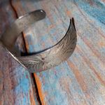 Vtg Sterling Silver Turquoise Inlay Southwestern Signed Scene Cuff Bracelet Photo 5