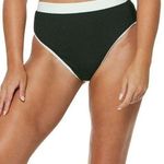 Jessica Simpson [] Black White Ribbed High Waisted Bikini Bottom NWT Size Large L Photo 0