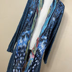 Aria  A Cardigan Blue Open Front Lace Animal Print Long Sleeve Womens Sz XL Gyaru Photo 0