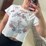 Electric Pink : Distressed Cropped Skeleton Tee Photo 0